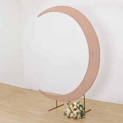 7.5ft Nude Spandex Crescent Moon Wedding Arch Cover Custom Fitted Chiara Backdrop Stand Cover - Backdrops