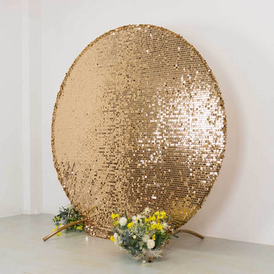 7.5ft Sparkly Gold Big Payette Sequin Wedding Arch Cover for Round Backdrop Stand - Backdrops