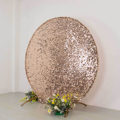 7.5ft Sparkly Rose Gold Big Payette Sequin Wedding Arch Cover for Round Backdrop Stand - Backdrops