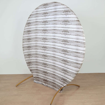 7.5ft White Rustic Wood Plank Pattern Spandex Fit Backdrop Stand Cover