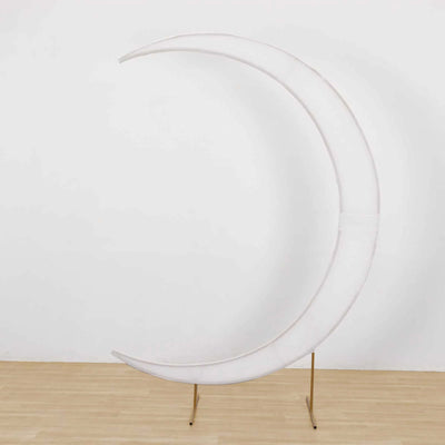 7.5ft White Spandex Crescent Moon Wedding Arch Cover Custom Fitted Chiara Backdrop Stand Cover - Backdrops