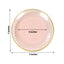 10-Pack Plastic 7" Round Dessert Appetizer Plates in Transparent Blush Hammered Design with Gold Rim - Modern Disposable Salad Plates