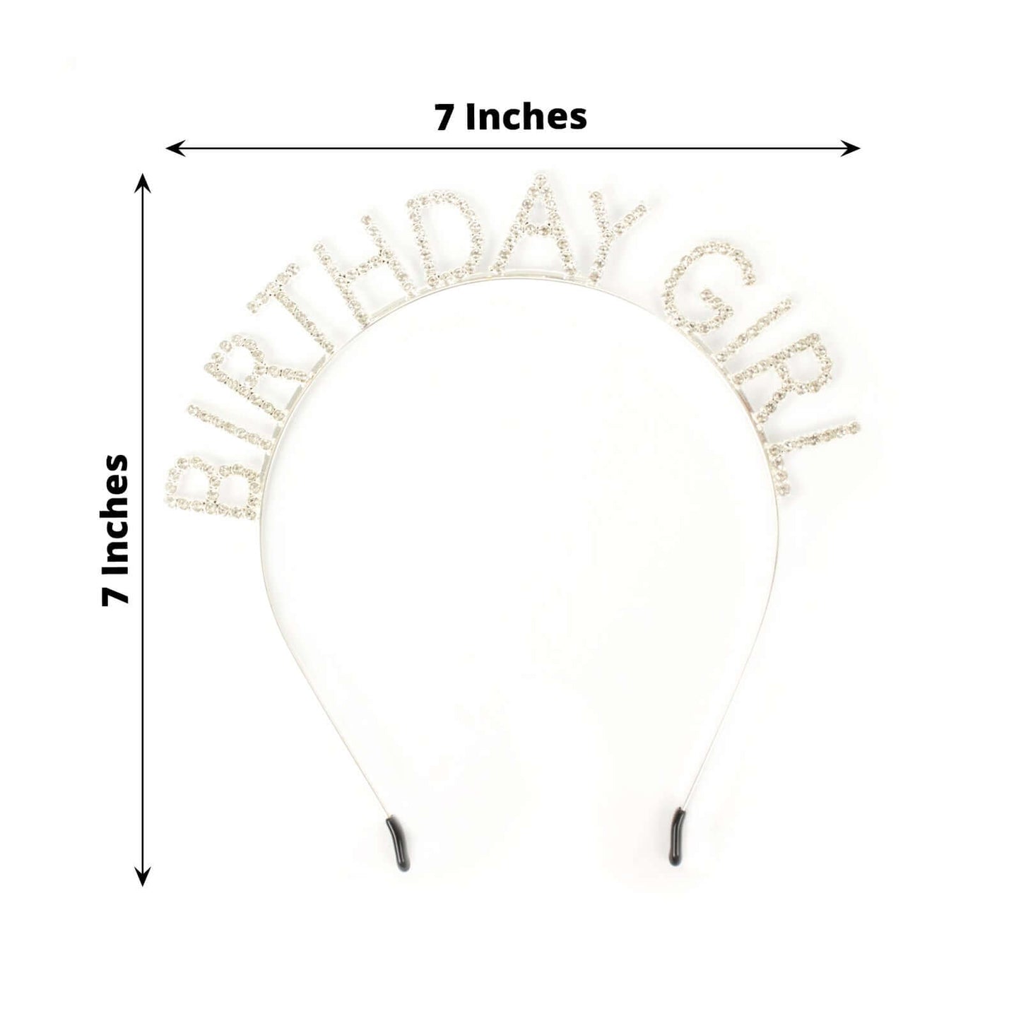 7’’ Silver Metal Rhinestone ’Birthday Girl’ Tiara Diamond Crown Headband - Decorations