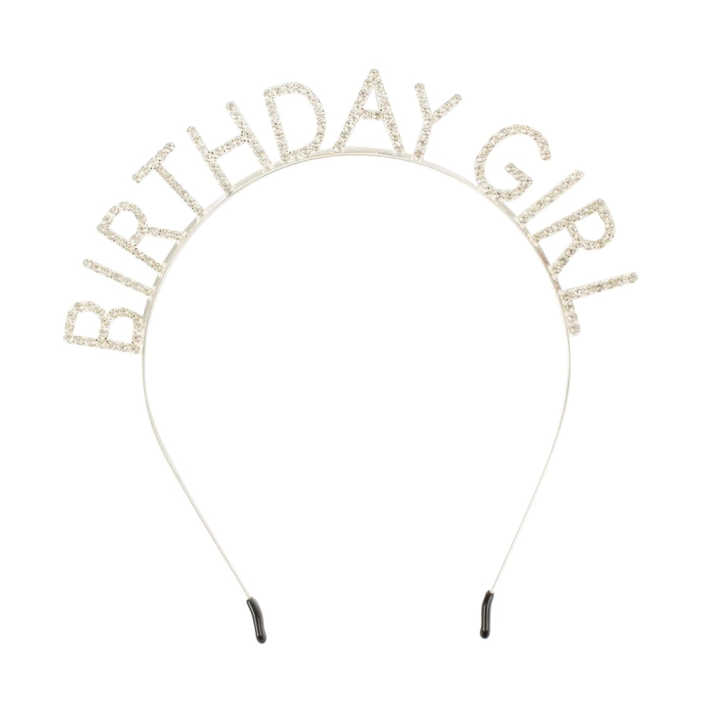 7’’ Silver Metal Rhinestone ’Birthday Girl’ Tiara Diamond Crown Headband - Decorations