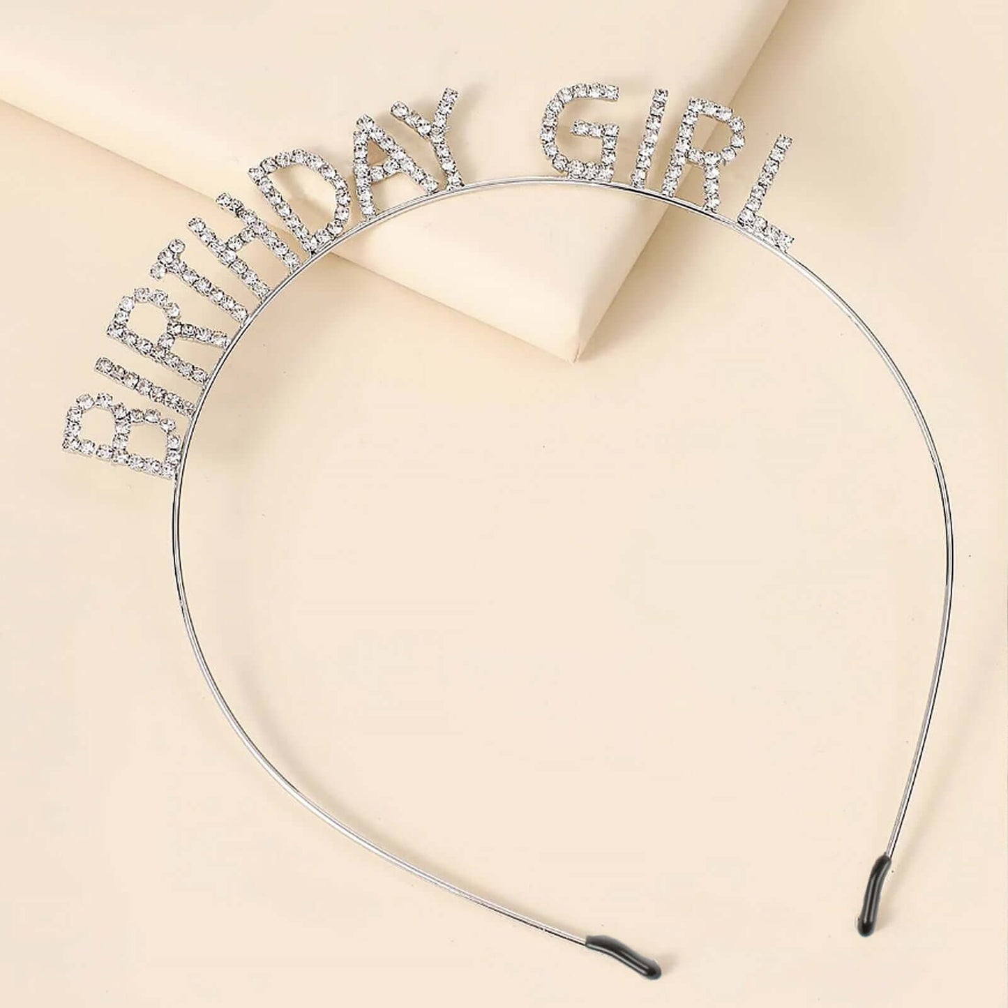 7’’ Silver Metal Rhinestone ’Birthday Girl’ Tiara Diamond Crown Headband - Decorations