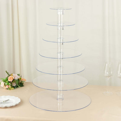 7-Tier Acrylic Round Cupcake Stand Clear & Catering Displays 26’’ - Cake Stands
