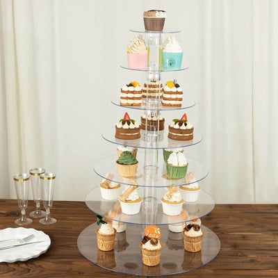 7-Tier Acrylic Round Cupcake Stand Clear & Catering Displays 26’’ - Cake Stands