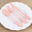 72 Pcs Plastic Silverware Set in Baroque Style Dusty Rose - Heavy Duty Disposable Knife, Fork, and Spoon Set