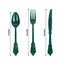 72 Pcs Plastic Silverware Set in Baroque Style Hunter Emerald Green - Heavy Duty Disposable Knife, Fork, and Spoon Set