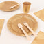 72 Pcs Paper Dinnerware Set with Gold Foil Palm Leaves Print Natural - Disposable Tableware Combo-Pack with Plates and Cups