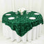 Satin 72"x72" Table Overlay Square Tablecloth Hunter Emerald Green - 3D Rosette Table Cover