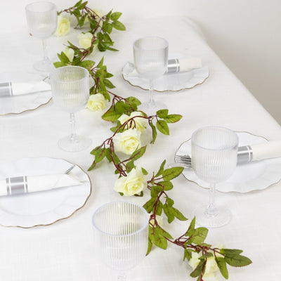 7ft 20 LED White Silk Rose Flower Garland Vine String Lights Warm White Battery Operated - LED