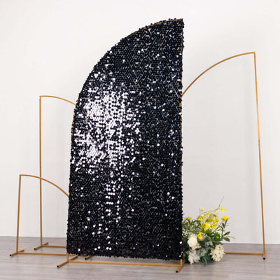 7ft Black Double Sided Big Payette Sequin Chiara Wedding Arch Cover For Half Moon Backdrop Stand - Backdrops