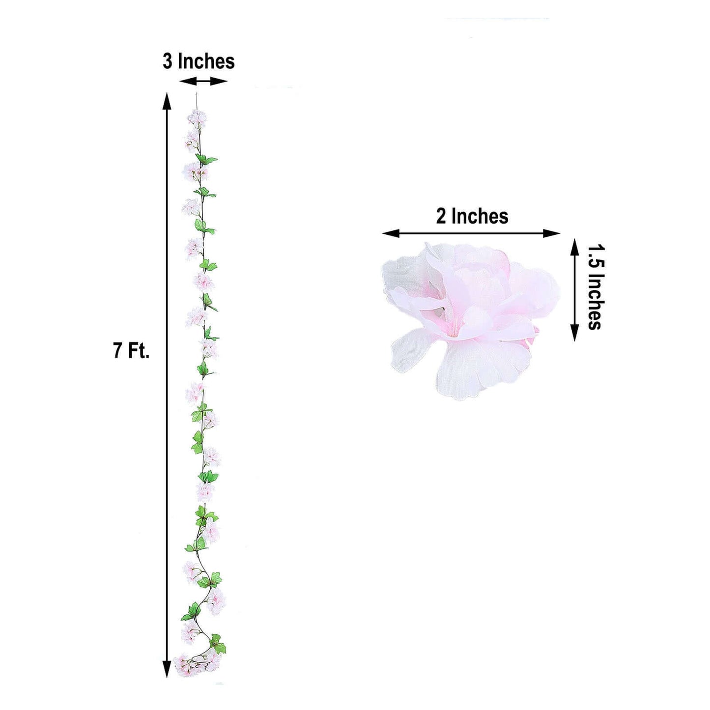 2 Pack 7ft Blush Artificial Cherry Blossom Flower Garland