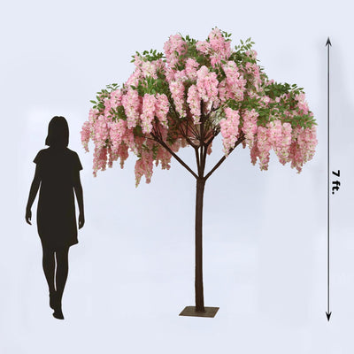 7ft Freestanding Blush Wisteria Artificial Tree â€“ Cascading Silk Flower Display for Weddings & Events - Centerpieces