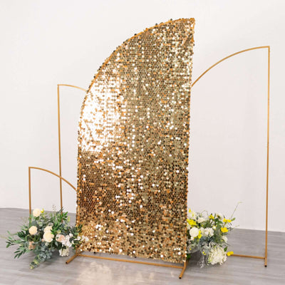 7ft Gold Double Sided Big Payette Sequin Chiara Wedding Arch Cover For Half Moon Backdrop Stand - Backdrops