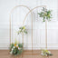 7ft Gold Metal Half Moon Floral Frame Wedding Arbor Stand, Chiara Backdrop Display Arch