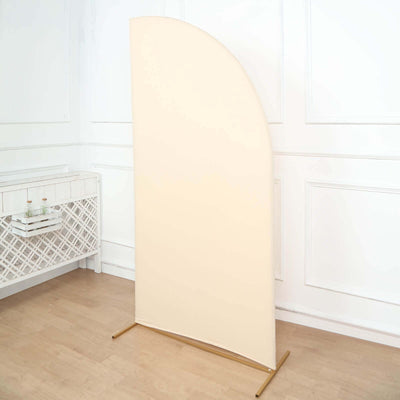 7ft Matte Beige Spandex Half Moon Chiara Backdrop Stand Cover Custom Fitted Wedding Arch Cover - Backdrops