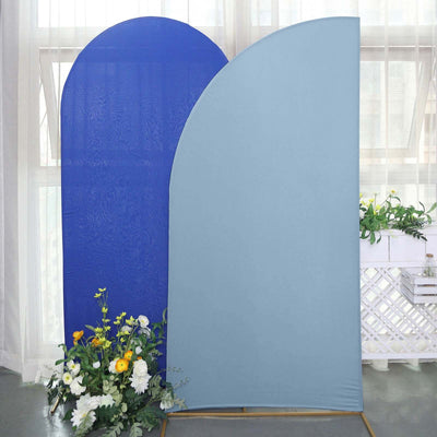 7ft Matte Dusty Blue Spandex Half Moon Chiara Backdrop Stand Cover Custom Fitted Wedding Arch Cover - Backdrops