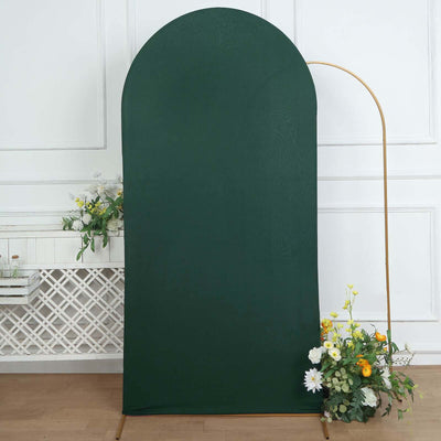 7ft Matte Hunter Emerald Green Spandex Fitted Chiara Backdrop Stand Cover For Round Top Wedding Arch - Backdrops