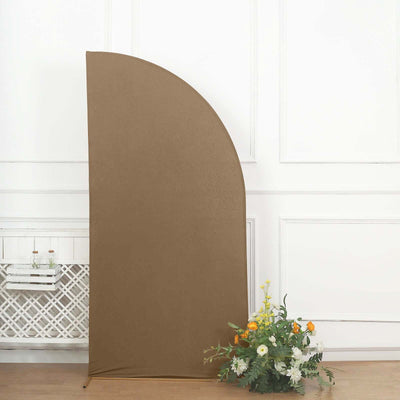 7ft Matte Taupe Spandex Half Moon Chiara Backdrop Stand Cover Custom Fitted Wedding Arch Cover - Backdrops