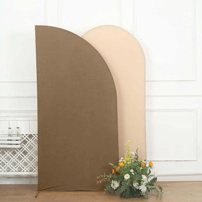 7ft Matte Taupe Spandex Half Moon Chiara Backdrop Stand Cover Custom Fitted Wedding Arch Cover - Backdrops