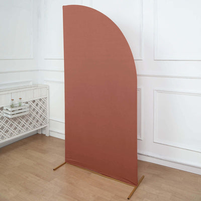 7ft Matte Terracotta (Rust) Spandex Half Moon Chiara Backdrop Stand Cover Custom Fitted Wedding Arch Cover - Backdrops