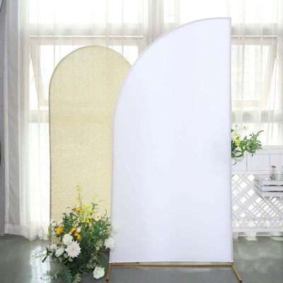 7ft Matte White Spandex Half Moon Chiara Backdrop Stand Cover Custom Fitted Wedding Arch Cover - Backdrops
