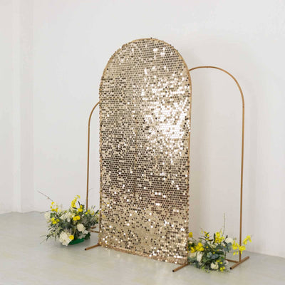 7ft Sparkly Champagne Big Payette Sequin Fitted Wedding Arch Cover for Round Top Chiara Backdrop Stand - Backdrops