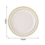 10-Pack Plastic Dessert Plates Ivory with TrÃ¨s Chic Gold Rim - Disposable Plates for Parties 8"