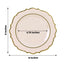 10-Pack Plastic 8" Round Dessert Plates in Taupe with Gold Scalloped Rim - Disposable Appetizer/Salad Plates