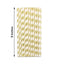 25-Pack Paper Straws White/Gold Striped - Stylish Disposable Straws for Drinks 8"