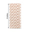 25-Pack Paper Straws White/Rose Gold Striped - Stylish Disposable Straws for Drinks 8"