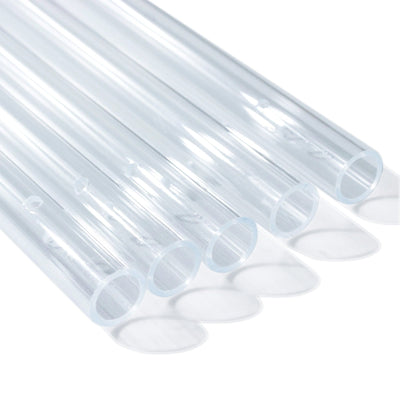 8 Pack Clear Acrylic Ceiling Drape Tubes with Position Fastening Pins and Connectors - 24’’ - Centerpieces