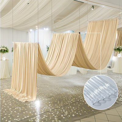 8 Pack Clear Acrylic Ceiling Drape Tubes with Position Fastening Pins and Connectors - 24’’ - Centerpieces