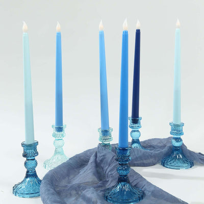 8-Pack LED Flickering Lighting Mixed Blue - Flameless Battery Operated Taper Candles 11’’ - LED