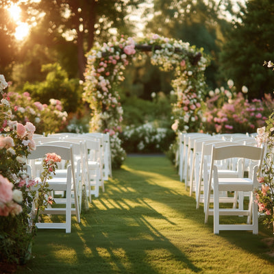 8-Pack Resin Chairs with Vinyl Padded Seat for Folding Use White â€“ Stylish Design for Indoor or Outdoor Weddings &