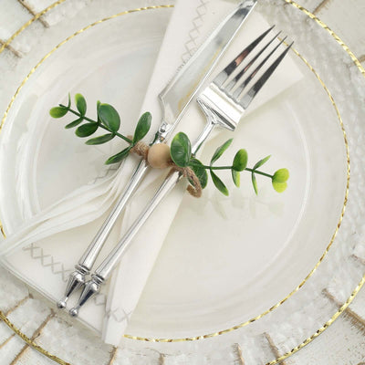 8 Pack Rustic Green Eucalyptus Leaf Wooden Beaded Jute Napkin Rings Handmade Farmhouse Burlap Napkin Serviette Buckle