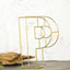 8" Tall Gold Freestanding 3D Decorative Wire Letter, Wedding Centerpiece - P