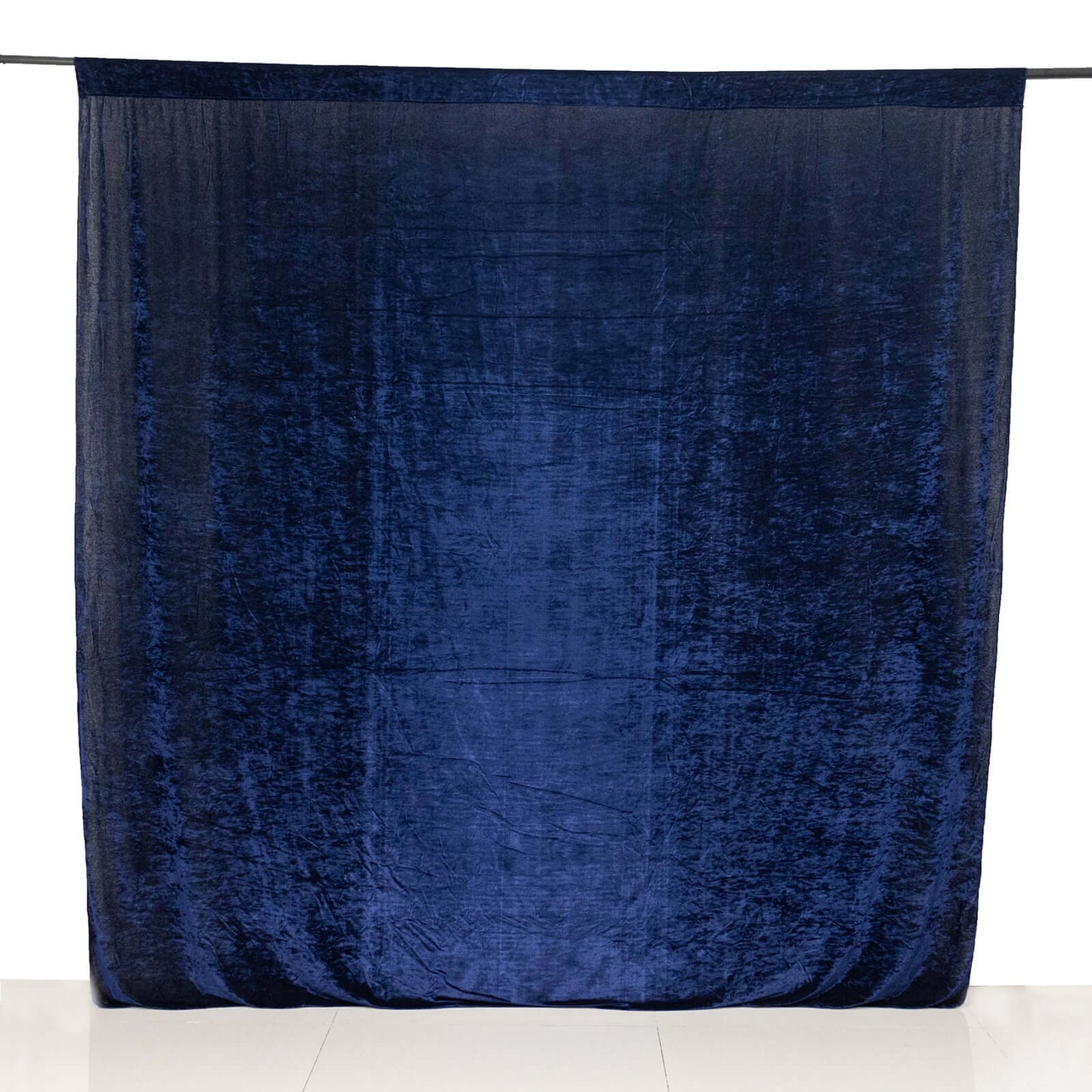 Navy Blue Crushed Velvet Backdrop Curtain â€“ 8ft x 8ft Event Drape with Rod Pocket, Privacy Panel for Photo Booths & Events
