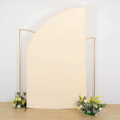 8ft Beige Spandex Fitted Wedding Arch Cover For Half Moon Top Chiara Backdrop Stand - Backdrops
