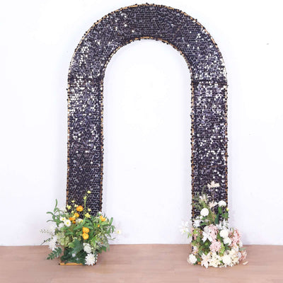 8ft Black Double Sided Big Payette Sequin Open Arch Wedding Arch Cover U-Shaped Fitted Wedding Backdrop Slipcover