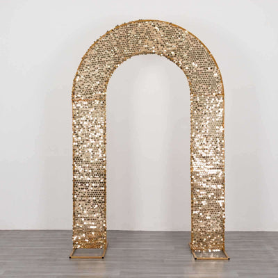 8ft Gold Big Payette Sequin Open Arch Wedding Arch Cover Sparkly U-Shaped Fitted Backdrop Slipcover - Backdrops