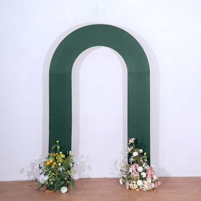 8ft Hunter Emerald Green Spandex Fitted Open Arch Wedding Arch Cover Double-Sided U-Shaped Backdrop Slipcover