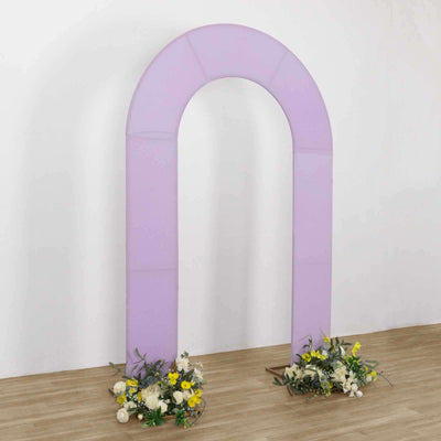 8ft Lavender Lilac Spandex Fitted Open Arch Wedding Arch Cover Double-Sided U-Shaped Backdrop Slipcover - Backdrops