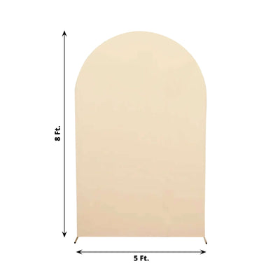 8ft Matte Beige Spandex Fitted Wedding Arch Cover For Round Top Chiara Backdrop Stand - Backdrops