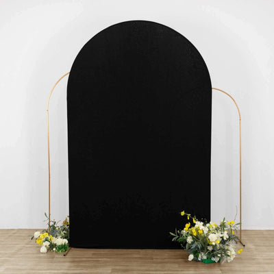 8ft Matte Black Spandex Fitted Wedding Arch Cover For Round Top Chiara Backdrop Stand - Backdrops