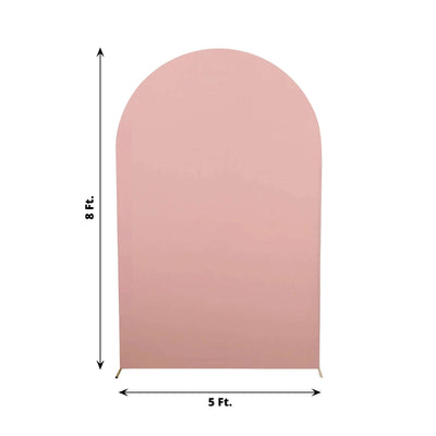 8ft Matte Dusty Rose Spandex Fitted Wedding Arch Cover For Round Top Chiara Backdrop Stand - Backdrops