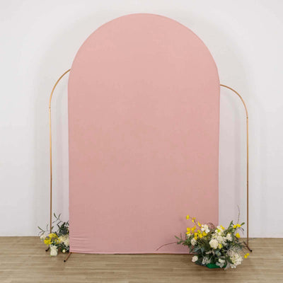 8ft Matte Dusty Rose Spandex Fitted Wedding Arch Cover For Round Top Chiara Backdrop Stand - Backdrops