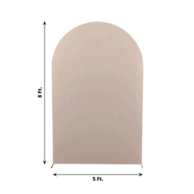 8ft Matte Nude Spandex Fitted Wedding Arch Cover For Round Top Chiara Backdrop Stand - Backdrops